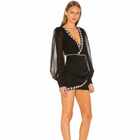 NBD Cocktail Party NYE Embellished Mini Dress Black Small NWT $268 this - Picture 2 of 8
